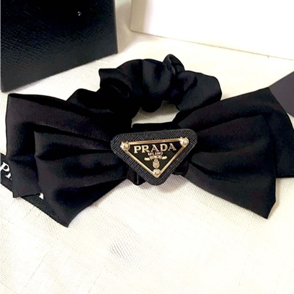 Beautiful!!   Black Satin Bow Scrunchie!